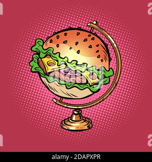 Restaurant de rue globe International Burger Fast Food Illustration de Vecteur