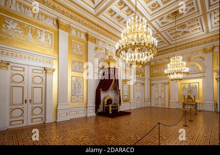 Trône, salle du trône du Roi, Résidence de Munich, Munich, haute-Bavière, Bavière, Allemagne Banque D'Images