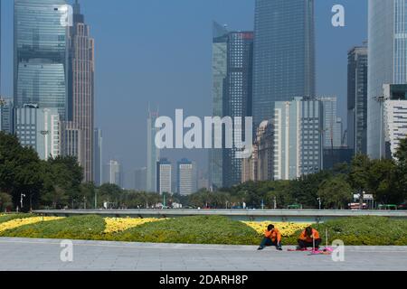 Place de la ville des fleurs, Tianhe, Guangzhou Banque D'Images