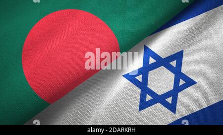 Bangladesh et Israël deux drapeaux tissu textile, texture de tissu Banque D'Images