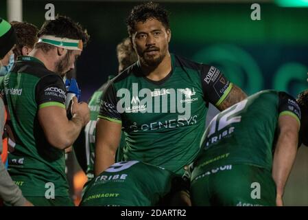 Galway, Irlande. 14 novembre 2020. Abraham Papali'i de Connacht pendant le match Guinness PRO14 Round 6 entre Connacht Rugby et Scarlets au Sportsground de Galway, Irlande le 14 novembre 2020 (photo par Andrew SURMA/SIPA USA) Credit: SIPA USA/Alay Live News Banque D'Images