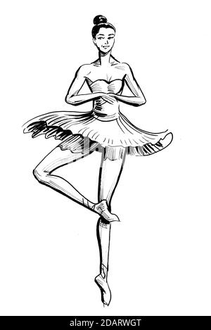 Danse ballerine classique. Dessin noir et blanc Photo Stock Alamy