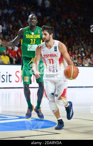 Ricky Rubio contre le Sénégal. Équipe nationale de basket-ball en Espagne. Coupe du monde 2014 Banque D'Images