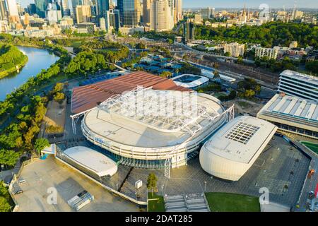 Vue aérienne du lieu principal de l'Open d'Australie tournoi de tennis Banque D'Images