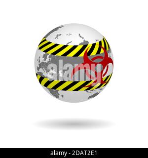 Propagation du coronavirus Covid-19 sur la planète, quarantaine mondiale, globe sur fond transparent Illustration de Vecteur