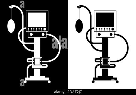 dispositif de ventilation pulmonaire artificielle. Icône en noir et blanc linéaire. Vecteur isolé Illustration de Vecteur