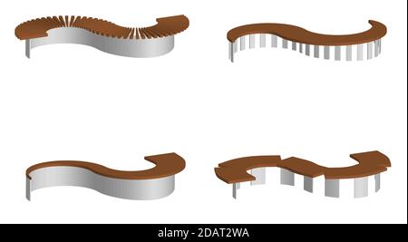 vecteur 3d isométrique, ensemble d'origine semi-circulaire parc et bancs de jardin sur un fond transparent Illustration de Vecteur