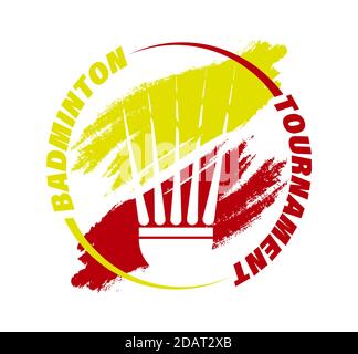 logo du tournoi de badminton. Tennis shuttlecock dans des lignes de peinture abstraites. Vecteur isolé sur fond blanc Illustration de Vecteur