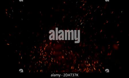 Des étincelles et des émonteurs de feu réalistes avec des effets de lumière éclairant sur un arrière-plan sombre.4k rendu 3D de haute qualité Banque D'Images