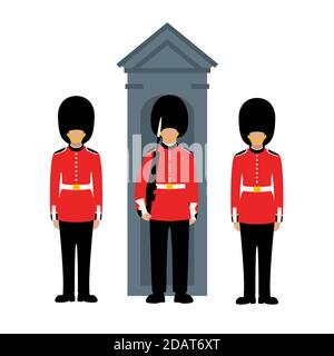 Queen's Guard, illustration vectorielle, style plat, côté avant Banque D'Images