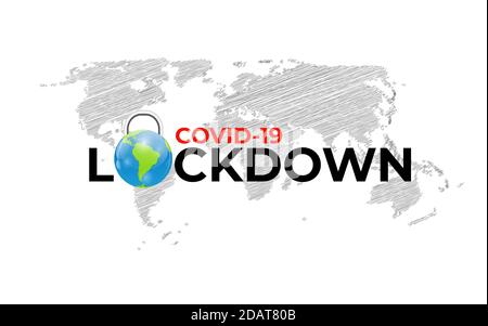 Concept COVID-19 World Lockdown de couleur. Illustration vectorielle Illustration de Vecteur