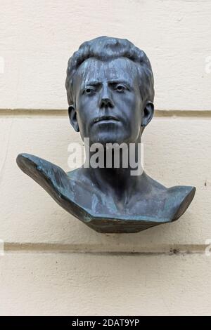 Le buste du compositeur autrichien Gustav Mahler dans une maison qu'il séjourna à Ljubljana, en Slovénie Banque D'Images