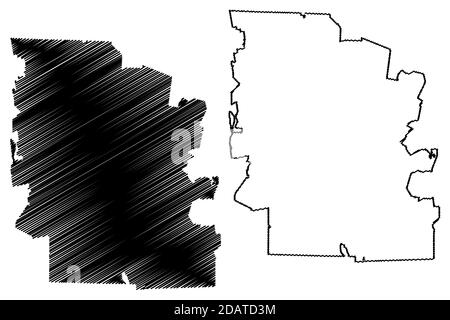 Worcester County, Commonwealth of Massachusetts (comté des États-Unis, États-Unis d'Amérique, États-Unis, États-Unis) carte illustration vectorielle, scribble sketch Worces Illustration de Vecteur