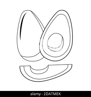 contour des tranches entières et coupées d'avocat. illustration vectorielle plate isolée sur fond blanc Illustration de Vecteur