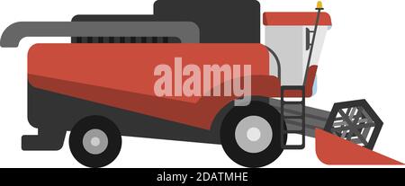 Vue latérale de la moissonneuse-batteuse, illustration vectorielle plate sur fond blanc Illustration de Vecteur