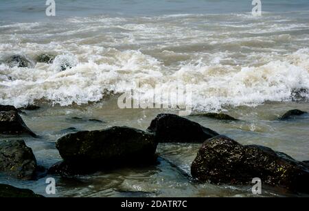 plage de la mer de somnath temple de somenath Gujarat Inde Banque D'Images