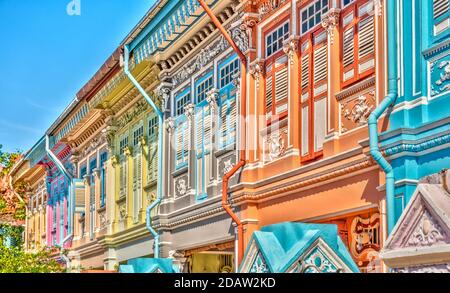 Architecture traditionnelle Peranakan dans le quartier Joo Chiat de Singapour Banque D'Images