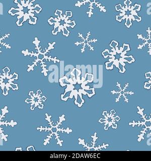 Modele Sans Couture Flocon Flocons De Neige Sur Fond Bleu De L Hiver Abstract Wallpaper Et Papier De Cadeau Pack Design Image Vectorielle Stock Alamy