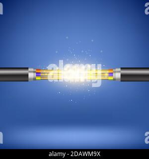 Le fil est en feu. Éclairage électrique. Câble d'alimentation Flash. Connexion défectueuse endommagée Illustration de Vecteur