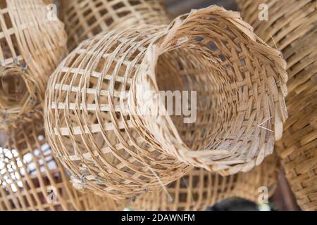 Panier artisanal en osier de Thaïlande Banque D'Images