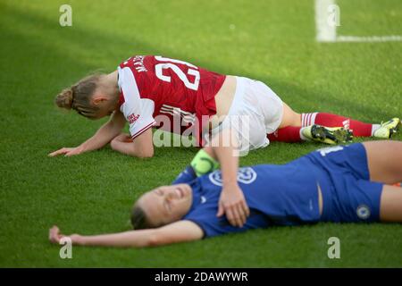 Borehamwood, Royaume-Uni. 15 novembre 2020. Leonie Maier (#20 Arsenal) gestes pendant le match de Super League féminin de FA entre Arsenal et Chelsea à Meadow Park à Borehamwood. FEDERICO GUERRA MARANESI/SPP crédit: SPP Sport Press photo. /Alamy Live News Banque D'Images