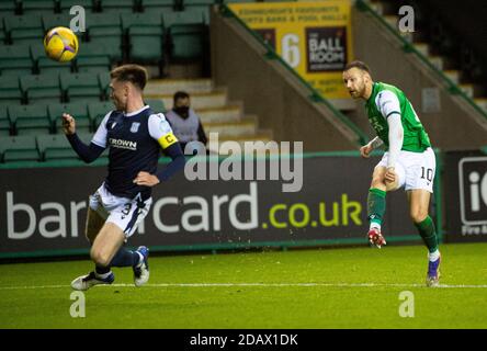 Betfred Cup - Hibernian / Dundee. Easter Road Stadium, Édimbourg, Midlothian, Royaume-Uni. 15 novembre 2020. Hibs accueille Dundee à la Betfred Cup, sur la route de Pâques, à Édimbourg. Pic shows: HibsÕ Forward, Martin Boyle, tourne étroitement au-dessus de la barre. Crédit : Ian Jacobs/Alay Live News Banque D'Images