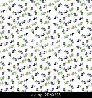 Motif floral vert et noir vectoriel olive sans couture sur fond blanc. Illustration de Vecteur