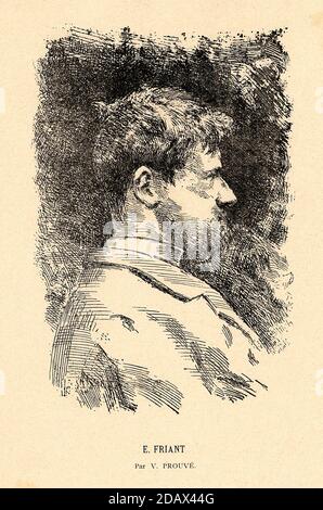 1894 CA, Paris , FRANCE : le peintre , sculpteur et graveur français EMILE FRANT ( 1863 - 1932 ). Portrait de l'artiste Victor PROUVE ( 1858 -1943 ) . - BELLE EPOQUE - ARTS - ARTI VISIVE - ARTE - Francia - PORTRAIT - RITRATTO - HISTOIRE - FOTO STORICHE - barbe - barba - profil - profilo -gravure - incisione --- Archivio GBB Banque D'Images