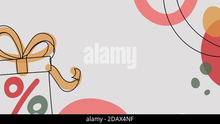 Bannière de Noël de style linéaire dessiné à la main. Illustration de Vecteur