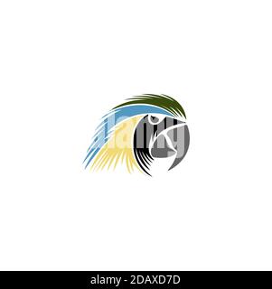 Logo de la tête de perroquet de la macaw d'oiseau. Logo vectoriel pour votre compagnie ou groupe d'amateurs d'oiseaux. Illustration de Vecteur
