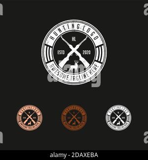 Emblème rustique vintage pour la chasse, l'aventure ou le logo du club des chasseurs conception Illustration de Vecteur