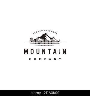 Snow Mountain, Mount Peak Hill nature vue paysage logo Illustration de Vecteur