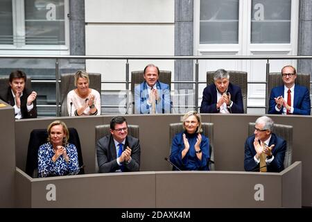 Ministre flamand de Bruxelles, de la Culture, des médias et de la Jeunesse Sven Gatz, ministre flamand de l'Environnement, de l'aménagement du territoire et de l'Agriculture Joke Schauvliege, Banque D'Images