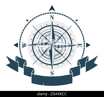 Logo de l'entreprise avec windrose et ruban. Vecteur Illustration de Vecteur
