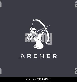 modèle de logo archer, vecteur de logo d'illustration du tir à l'arc Illustration de Vecteur