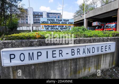 L'illustration montre la station de pompiers d'Auderghem / Oudergem, une des 19 municipalités de la région de Bruxelles-capitale, mardi 14 A Banque D'Images