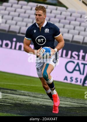 Florence, Italie. Florence 2020, Italie, Stade Artemio Franchi, 14 novembre 2020, Duhan Van der Merwe (Écosse) marque un essai lors du match de Test Cattolica 2020 - Italie vs Ecosse - coupe des nations d'automne - match de rugby - Credit: LM/Ettore Griffoni Credit: Ettore Griffoni/LPS/ZUMA Wire/Alay Live News Banque D'Images