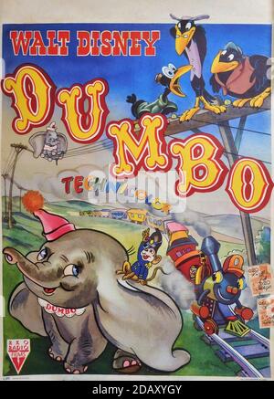 Original sortie du film belge Poster pour WALT DISNEY's Full-long Dessin animé DUMBO 1941 réalisateurs Samuel Armstrong Norman Ferguson Wilfred Jackson Jack Kinney Bill Roberts Ben Sharpsteen et John Elliotte Walt Disney Productions / RKO radio Pictures Banque D'Images