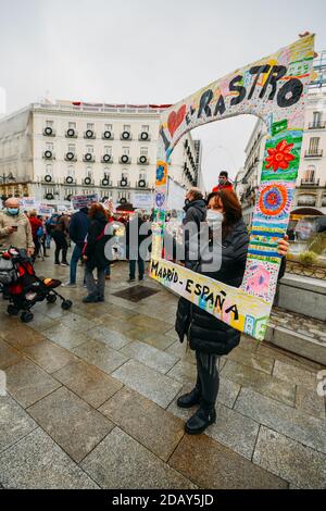 Manifestations contre la fermeture du marché El Rastro, Madrid, Espagne - 15 novembre 2020 Banque D'Images