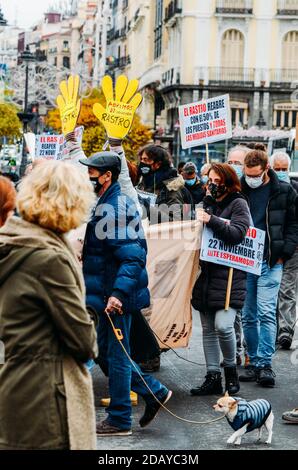 Manifestations contre la fermeture du marché El Rastro, Madrid, Espagne - 15 novembre 2020 Banque D'Images