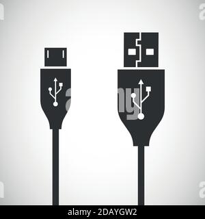 Icônes de fiche de connexion USB et micro ou forme ronde de symbole pour la norme industrielle de bus série universel Illustration de Vecteur