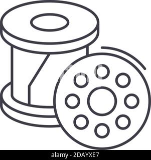 Navette pour l'icône de couture, illustration isolée linéaire, vecteur de ligne mince, signe de web design, symbole de concept de contour avec trait modifiable sur blanc Illustration de Vecteur