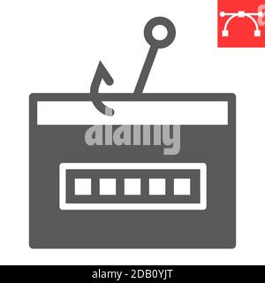 Icône de glyphe d'hameçonnage de mot de passe, sécurité et vol, graphiques vectoriels de signe d'attaque de hacker, icône de trait plein modifiable, eps 10. Illustration de Vecteur