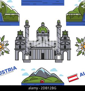 Autriche nature et architecture sans couture Karlskirche et la fontaine Swarovski Illustration de Vecteur