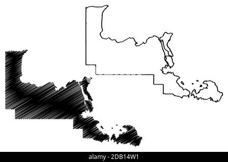 Chippewa County, Michigan (comté des États-Unis, États-Unis d'Amérique, États-Unis, États-Unis) carte illustration vectorielle, scribble sketch carte Chippewa Illustration de Vecteur