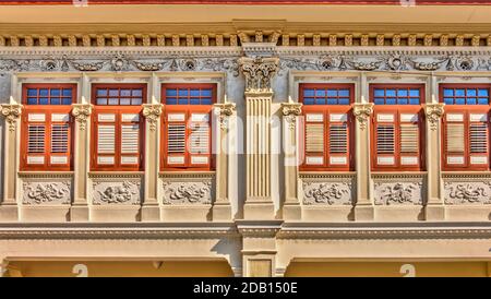 Architecture traditionnelle Peranakan dans le quartier Joo Chiat de Singapour Banque D'Images