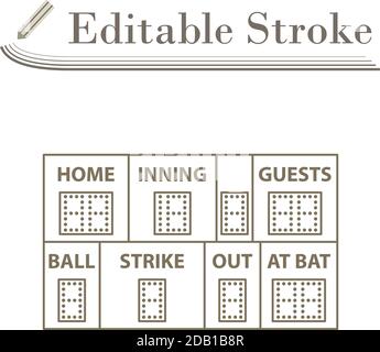 Icône du tableau de bord du baseball. Dessin simple de contour modifiable. Illustration vectorielle. Illustration de Vecteur