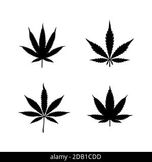 Silhouette cbd cannabis marijuana chanvre feuille logo design Illustration de Vecteur