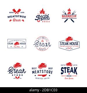 Vintage Retro BBQ Grill, barbecue, Barbeque logo design ensemble vectoriel Illustration de Vecteur