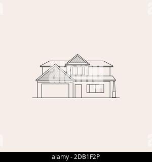 Illustration minimaliste de la maison d'art de la ligne Illustration de Vecteur
